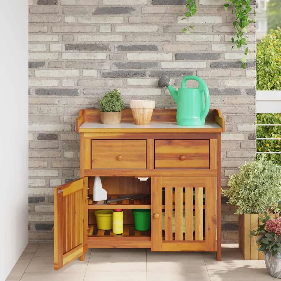 Armoire de jardin avec tiroir Naturel 78 x 36,5 x 78 cm - 4