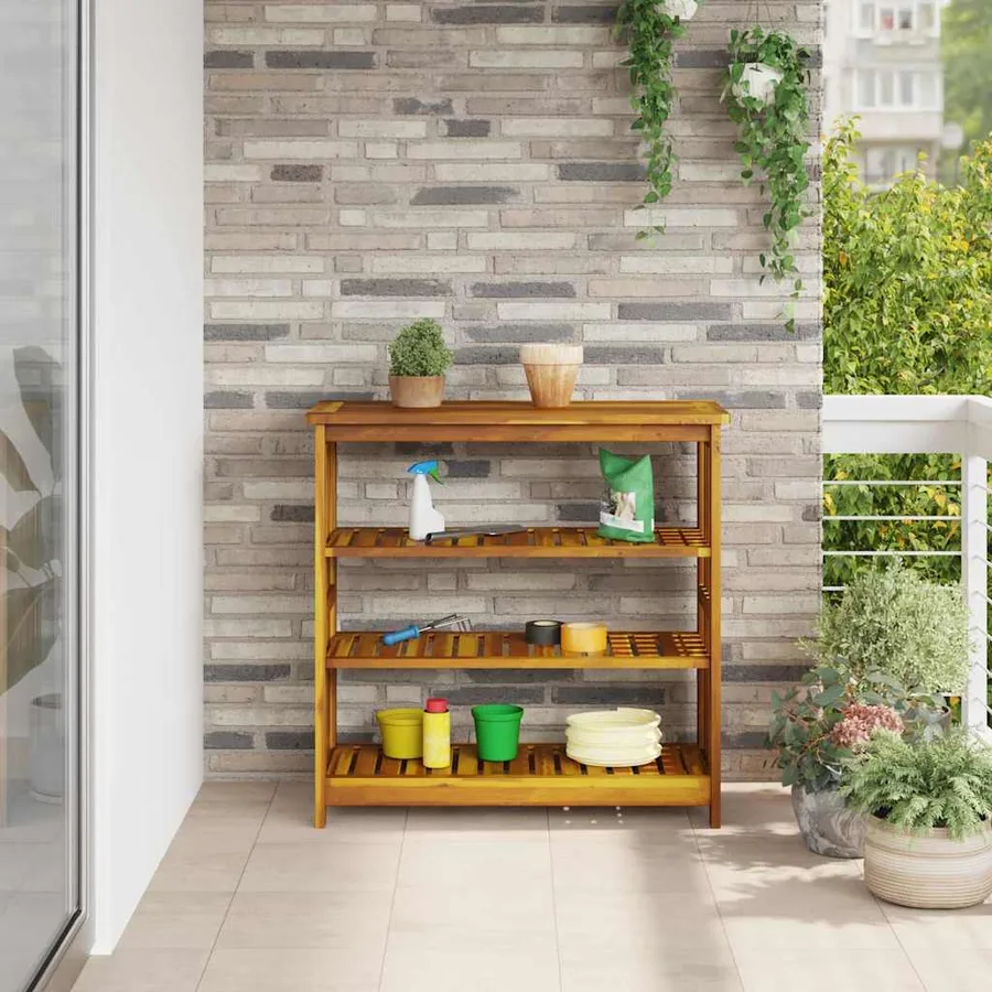 Armoire de jardin Naturel 90 x 40 x 90cm Bois d'Acacia Massif - 4