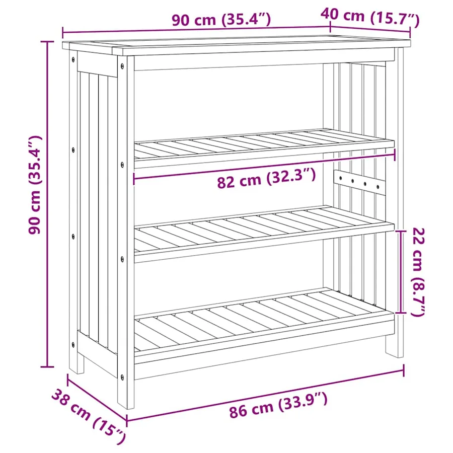 Armoire de jardin Naturel 90 x 40 x 90cm Bois d'Acacia Massif - 8