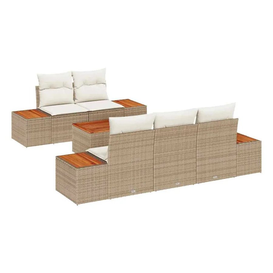 Ensemble de canapé de jardin 6 pcs Beige Poly rotin - 2