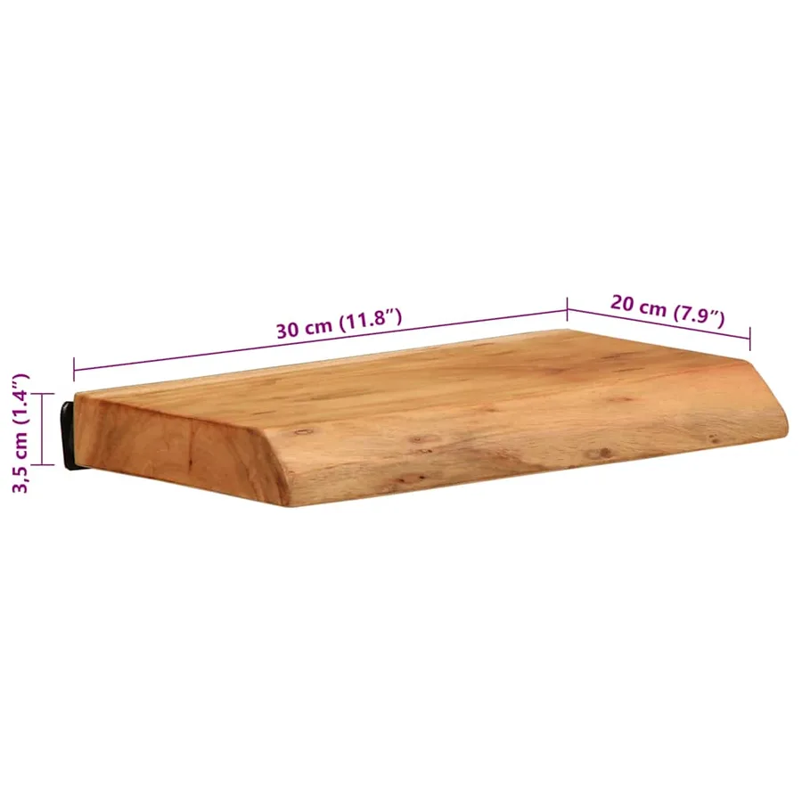 Étagères murales 2 pcs 30x20x3,5 cm bois massif d'acacia - 10
