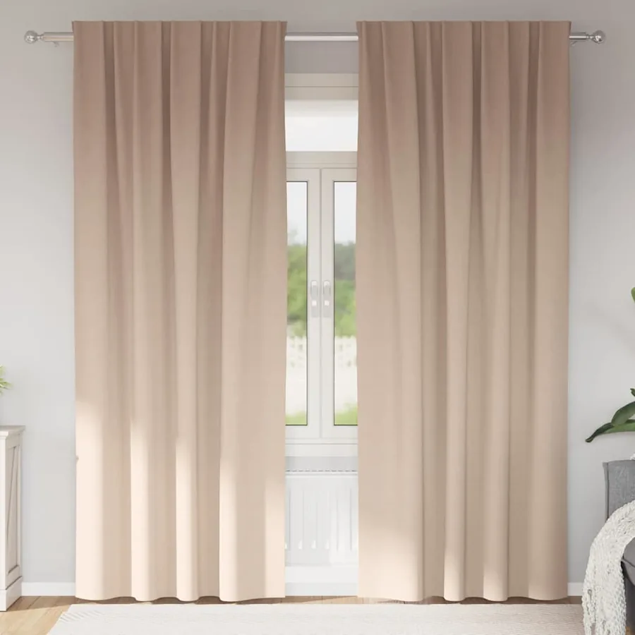 Rideaux occultants avec anneaux 2 pcs Taupe 245 x 140 cm