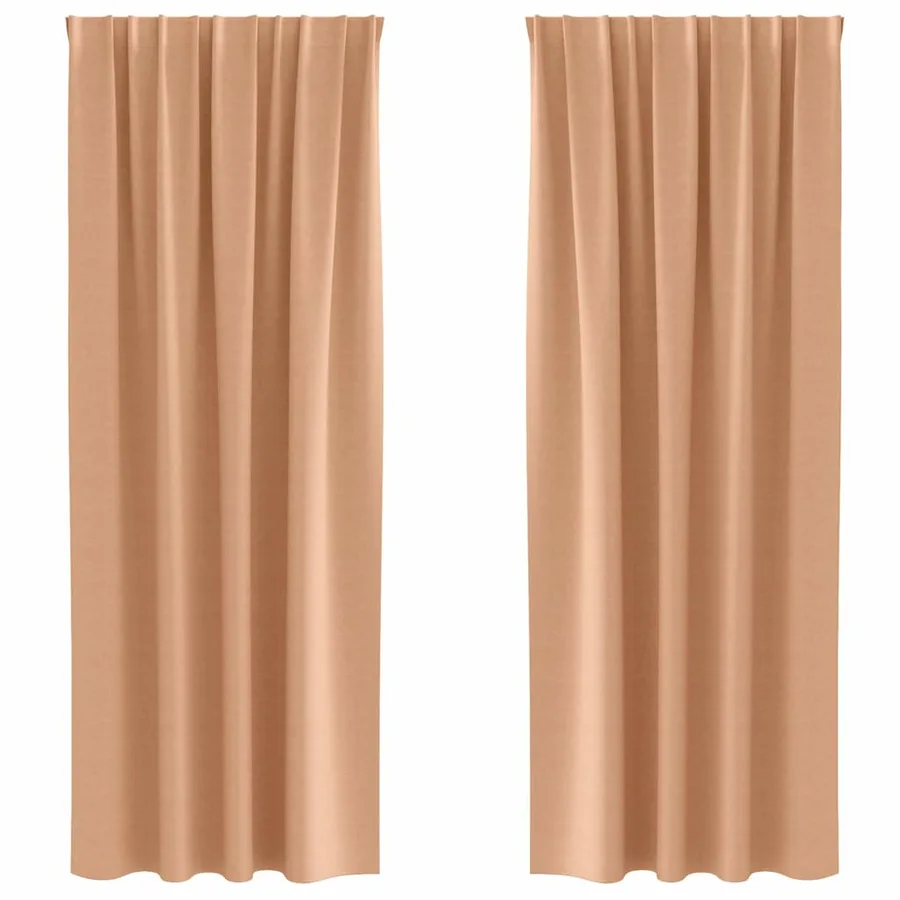 Rideaux occultants avec anneaux 2 pcs Marron Clair 245 x 140 cm - 2