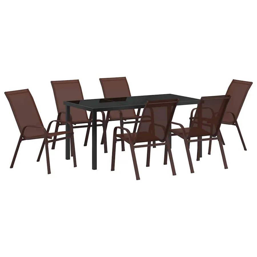 Ensemble de salle à manger pour jardin 7 pcs Marron et Noir - 2