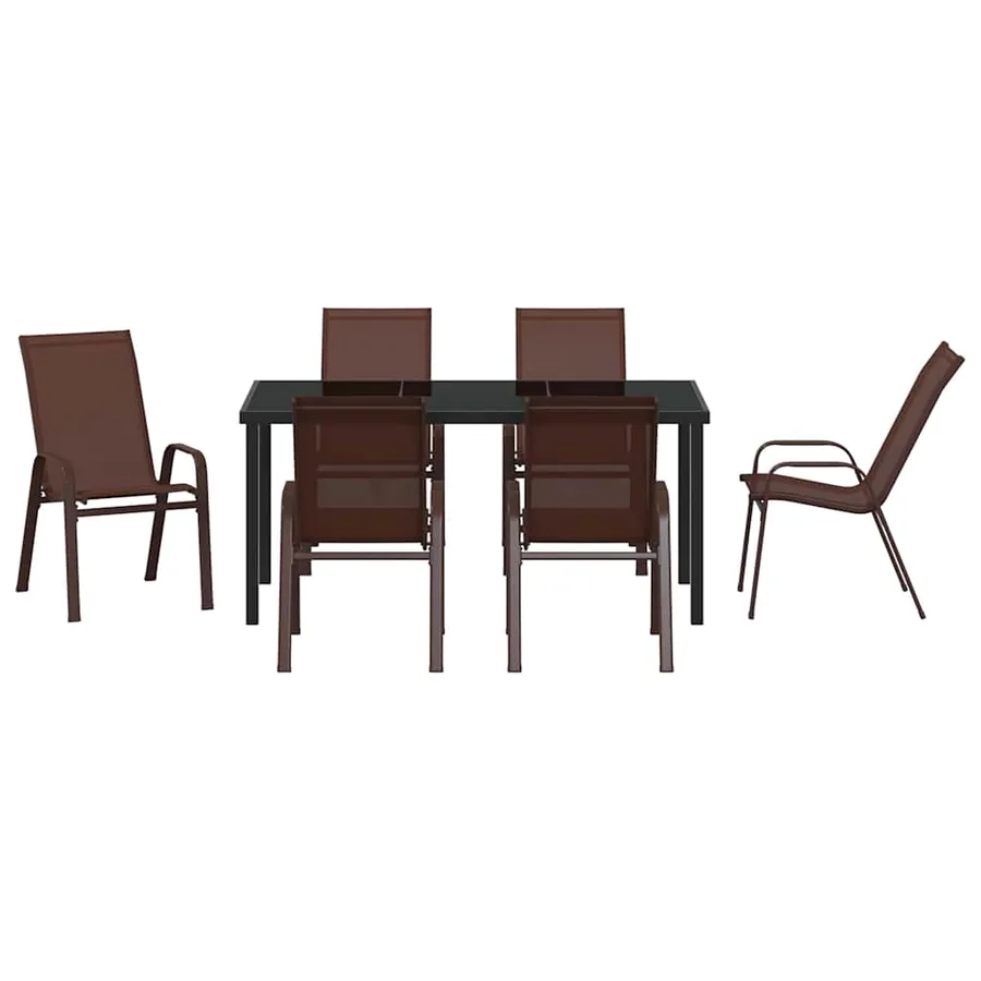 Ensemble de salle à manger pour jardin 7 pcs Marron et Noir - 7
