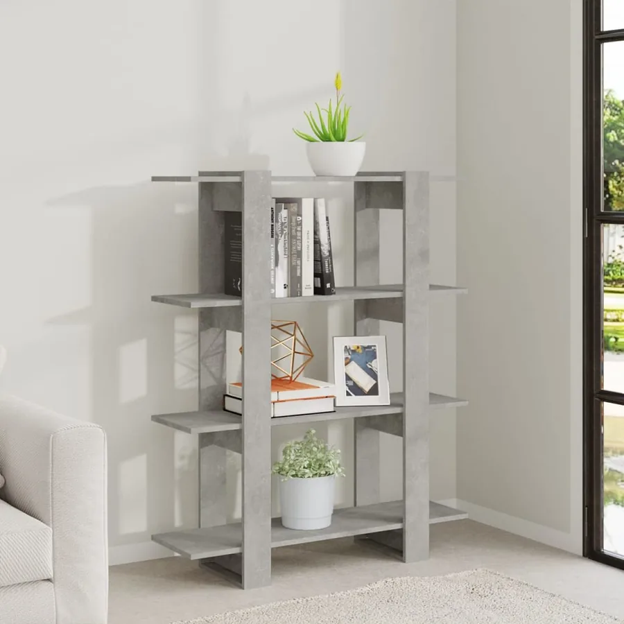 Bibliothèque/Séparateur de pièce Gris béton 100x30x123,5 cm - 6
