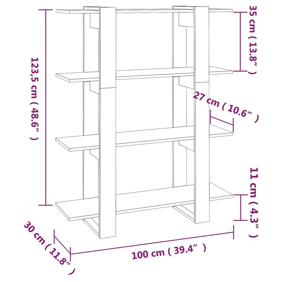 Bibliothèque/Séparateur de pièce Gris béton 100x30x123,5 cm - 7