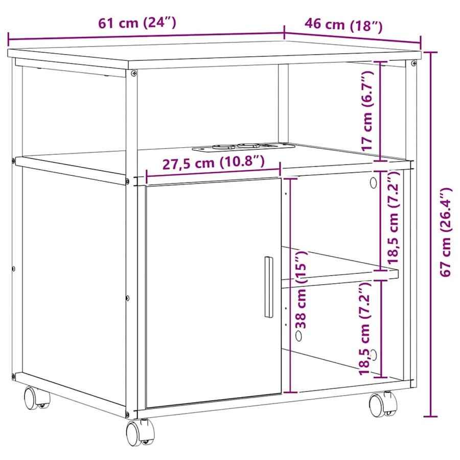 Cabinet avec Station de Charge Gris Sonoma 61 x 46 x 67 cm - 12