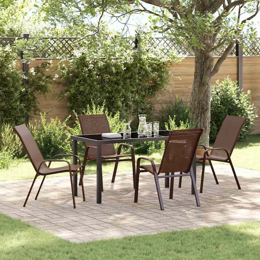 Ensemble de salle à manger pour jardin 5 pcs Marron et Noir