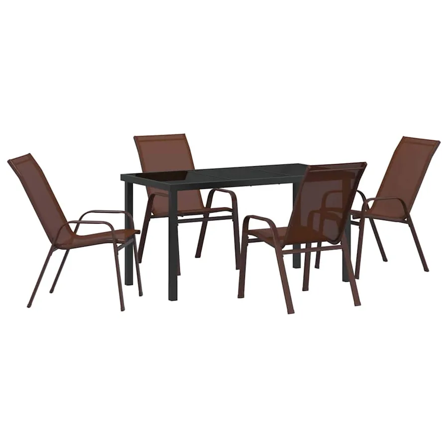 Ensemble de salle à manger pour jardin 5 pcs Marron et Noir - 2