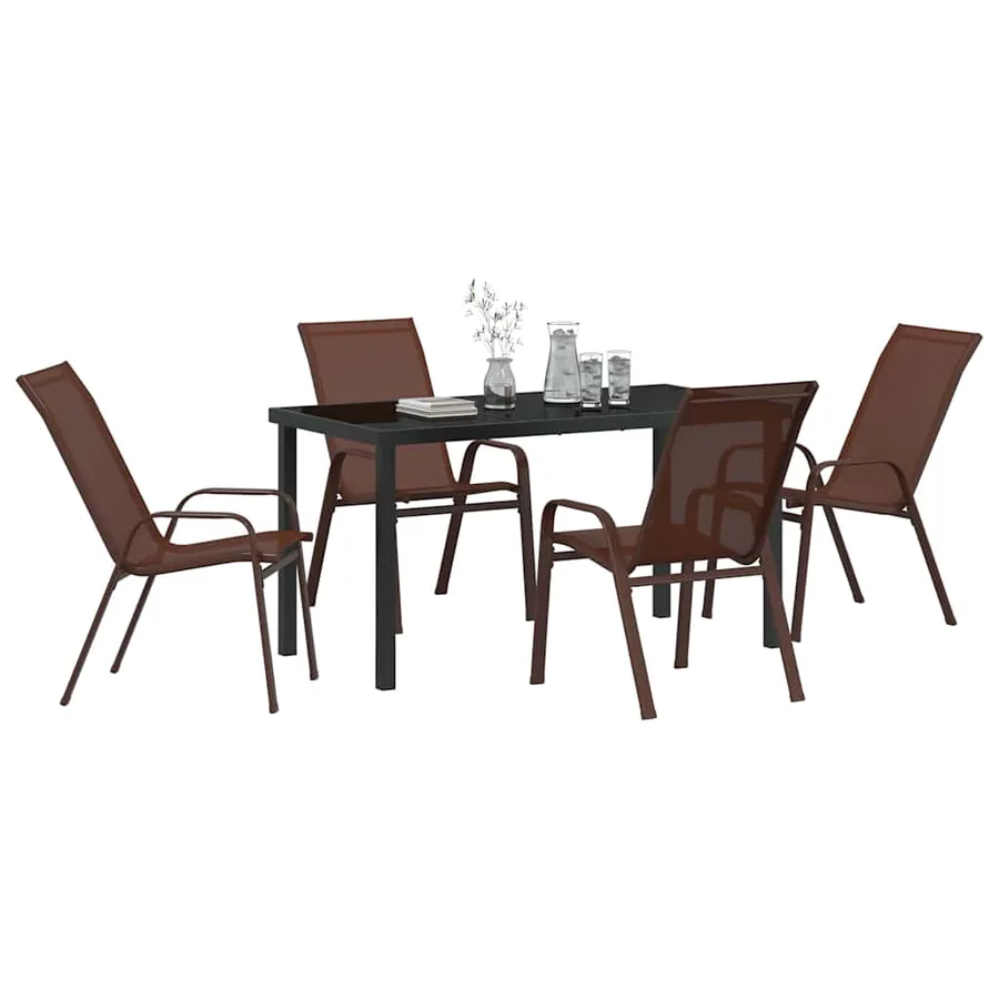 Ensemble de salle à manger pour jardin 5 pcs Marron et Noir - 3