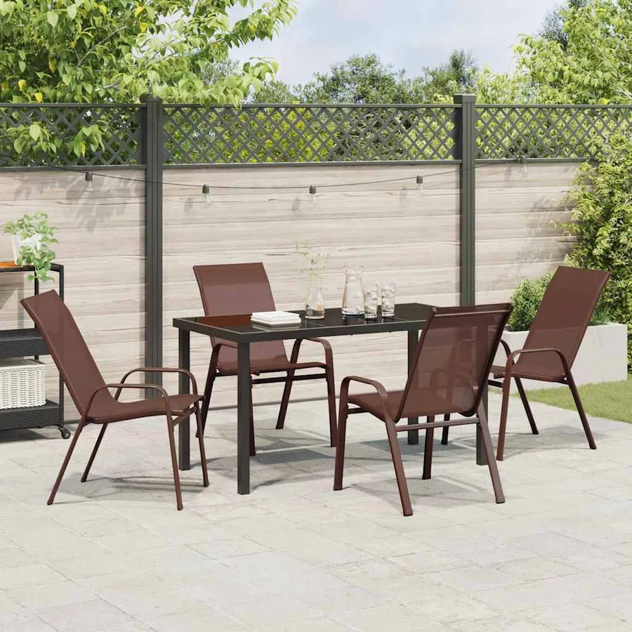 Ensemble de salle à manger pour jardin 5 pcs Marron et Noir - 4