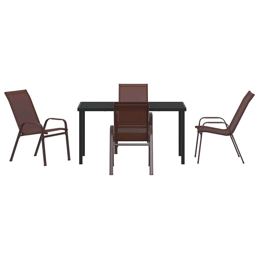 Ensemble de salle à manger pour jardin 5 pcs Marron et Noir - 7