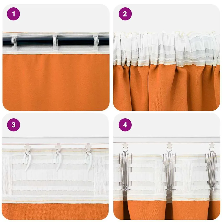 Rideaux occultants avec anneaux 2 pcs Orange vif 225 x 140 cm - 7