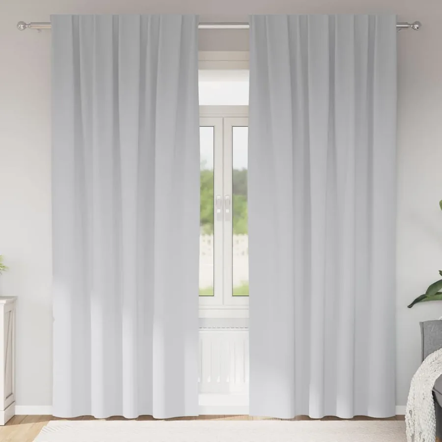 Rideaux occultants avec anneaux 2 pcs Gris pâle 225 x 140 cm