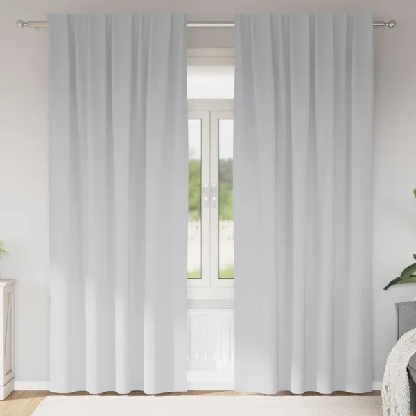 Rideaux occultants avec anneaux 2 pcs Gris pâle 225 x 140 cm