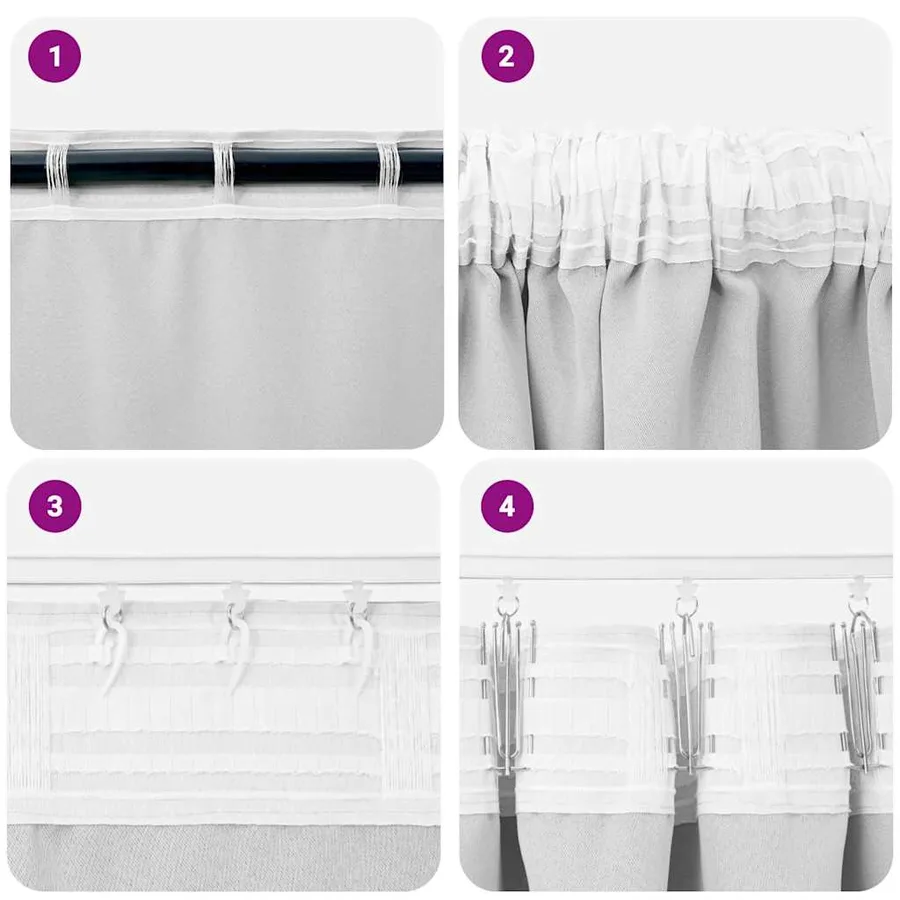 Rideaux occultants avec anneaux 2 pcs Gris pâle 225 x 140 cm - 7