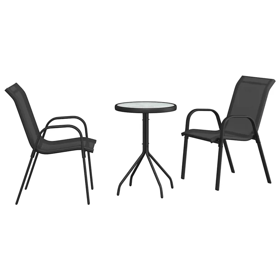 Ensemble bistro de jardin 3 pcs Noir Acier - 2