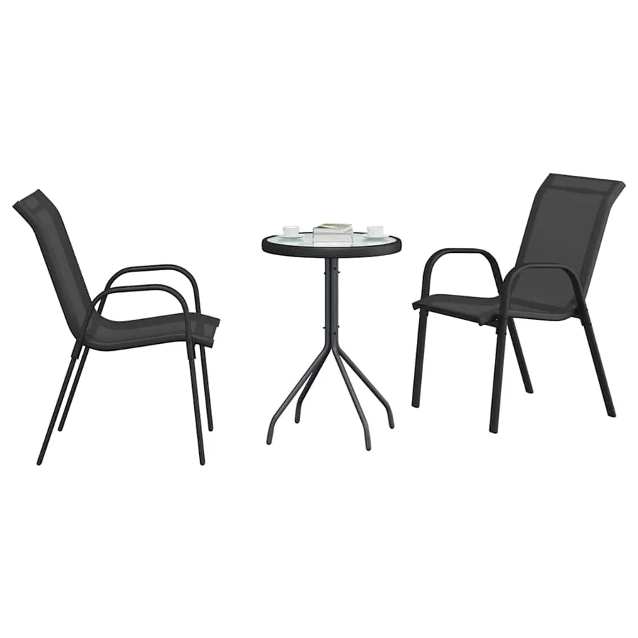 Ensemble bistro de jardin 3 pcs Noir Acier - 3