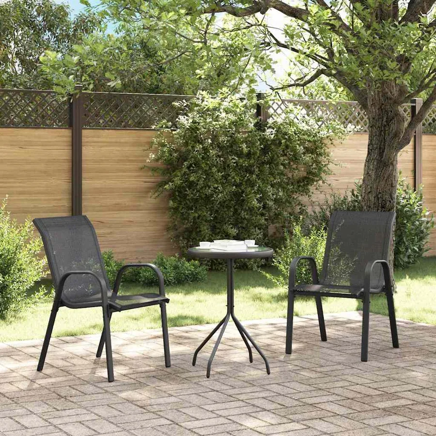 Ensemble bistro de jardin 3 pcs Noir Acier - 4