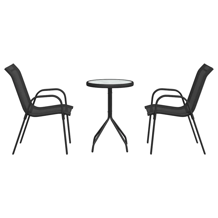 Ensemble bistro de jardin 3 pcs Noir Acier - 7