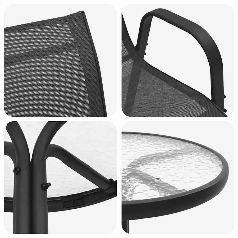 Ensemble bistro de jardin 3 pcs Noir Acier - 9