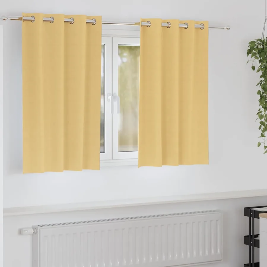 Rideaux occultants avec anneaux 2 pcs Beige 140 x 140 cm