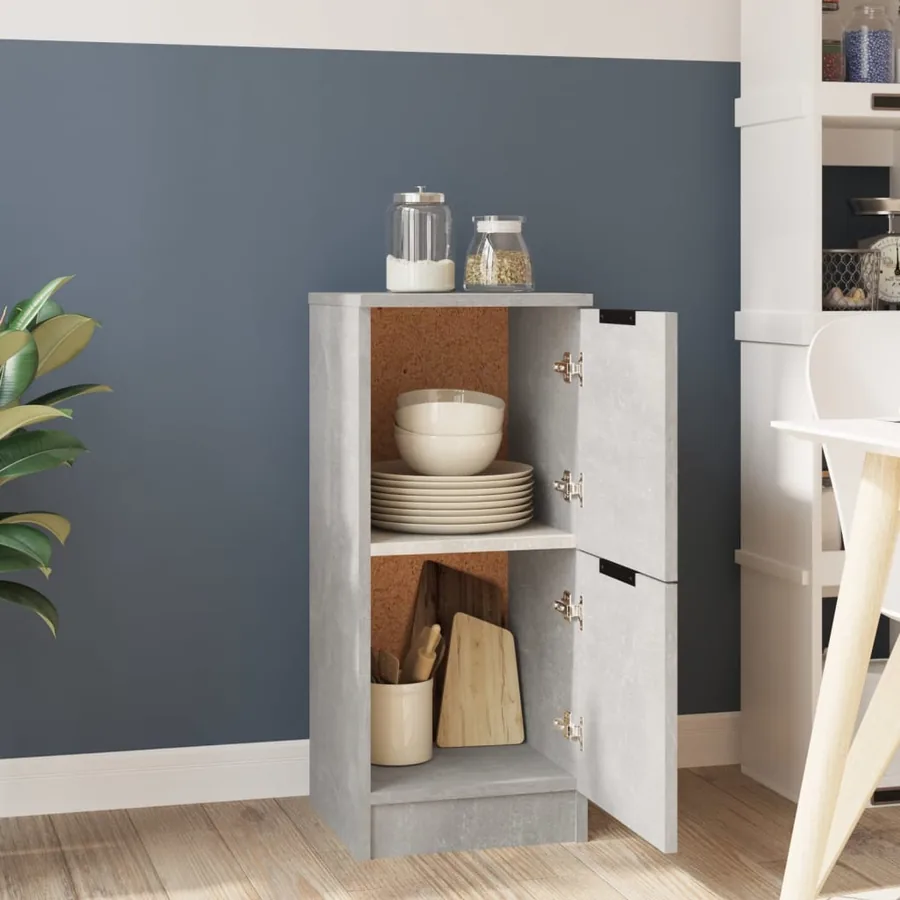 Buffet Gris béton 30x30x70 cm Bois d'ingénierie - 3