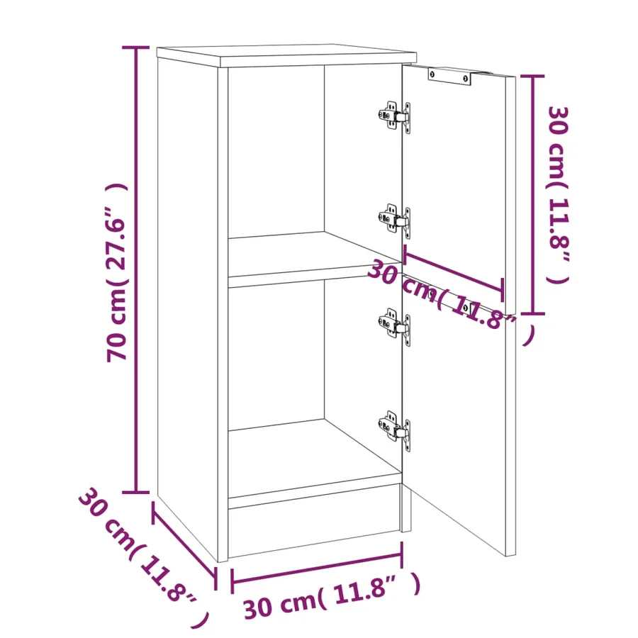 Buffet Gris béton 30x30x70 cm Bois d'ingénierie - 9