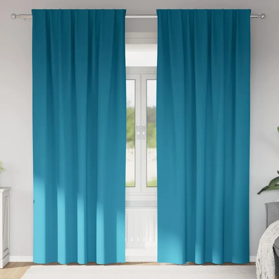 Rideaux occultants avec anneaux 2 pcs Turquoise 245 x 140 cm