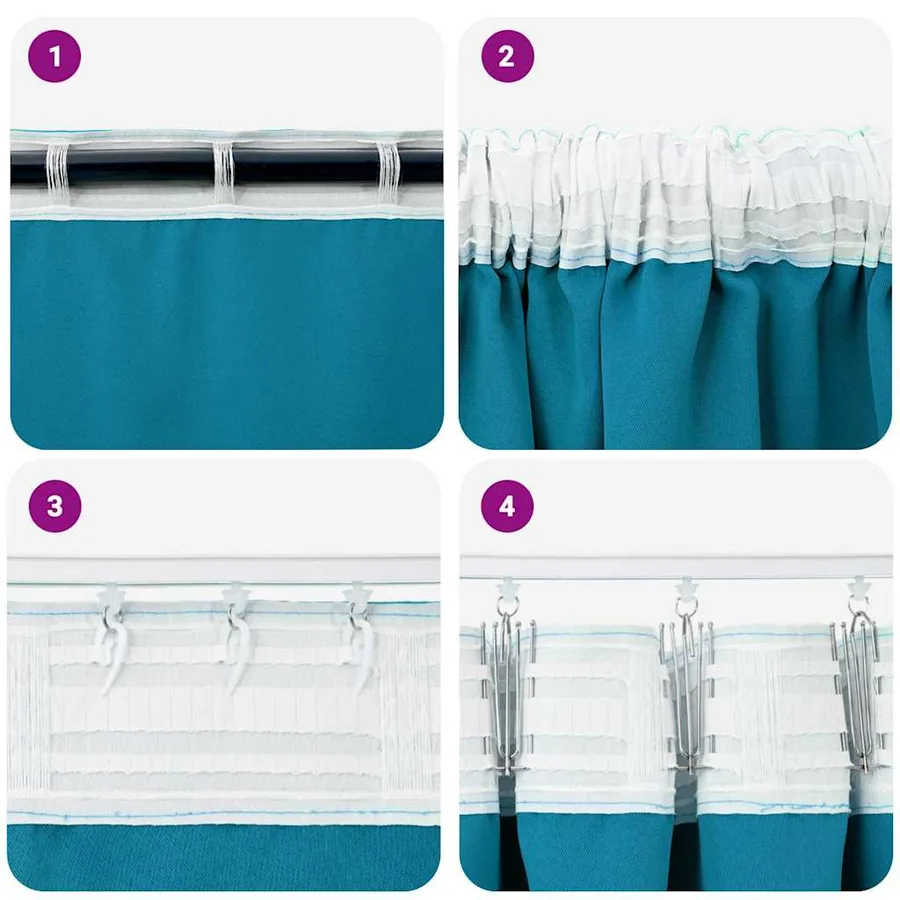 Rideaux occultants avec anneaux 2 pcs Turquoise 245 x 140 cm - 7