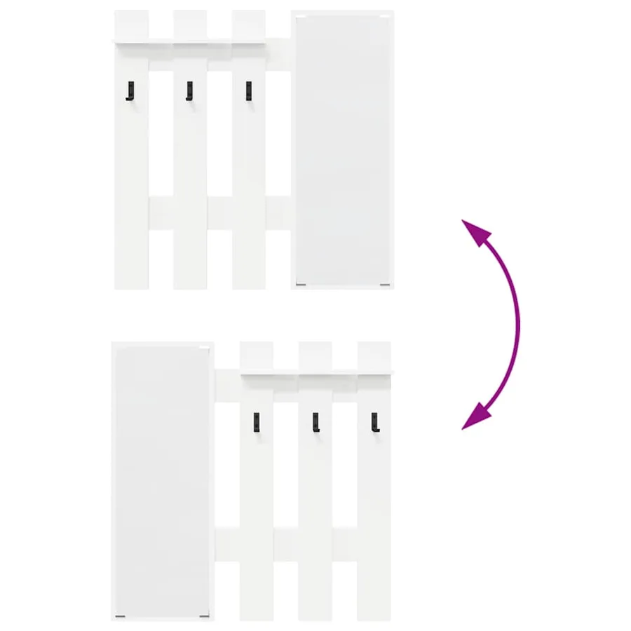 Porte-manteau mural Blanc 100 x 10 x 100 cm Bois d'ingénierie - 10