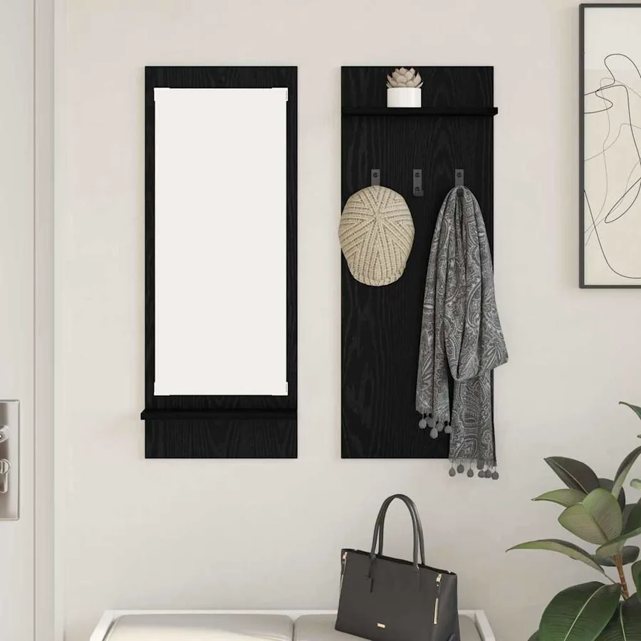 Porte-manteau mural avec étagère Chêne noir 70 x 10 x 90 cm