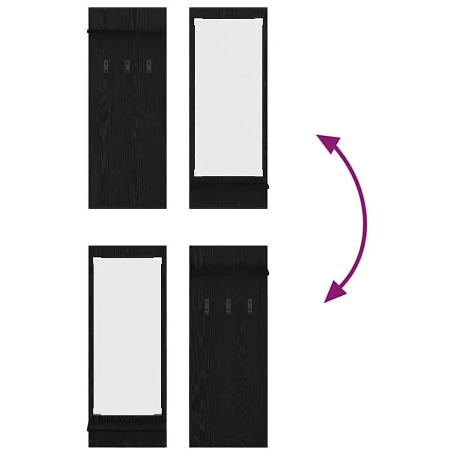 Porte-manteau mural avec étagère Chêne noir 70 x 10 x 90 cm - 10