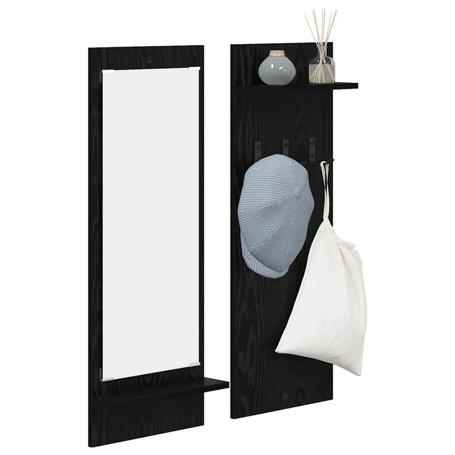 Porte-manteau mural avec étagère Chêne noir 70 x 10 x 90 cm - 3