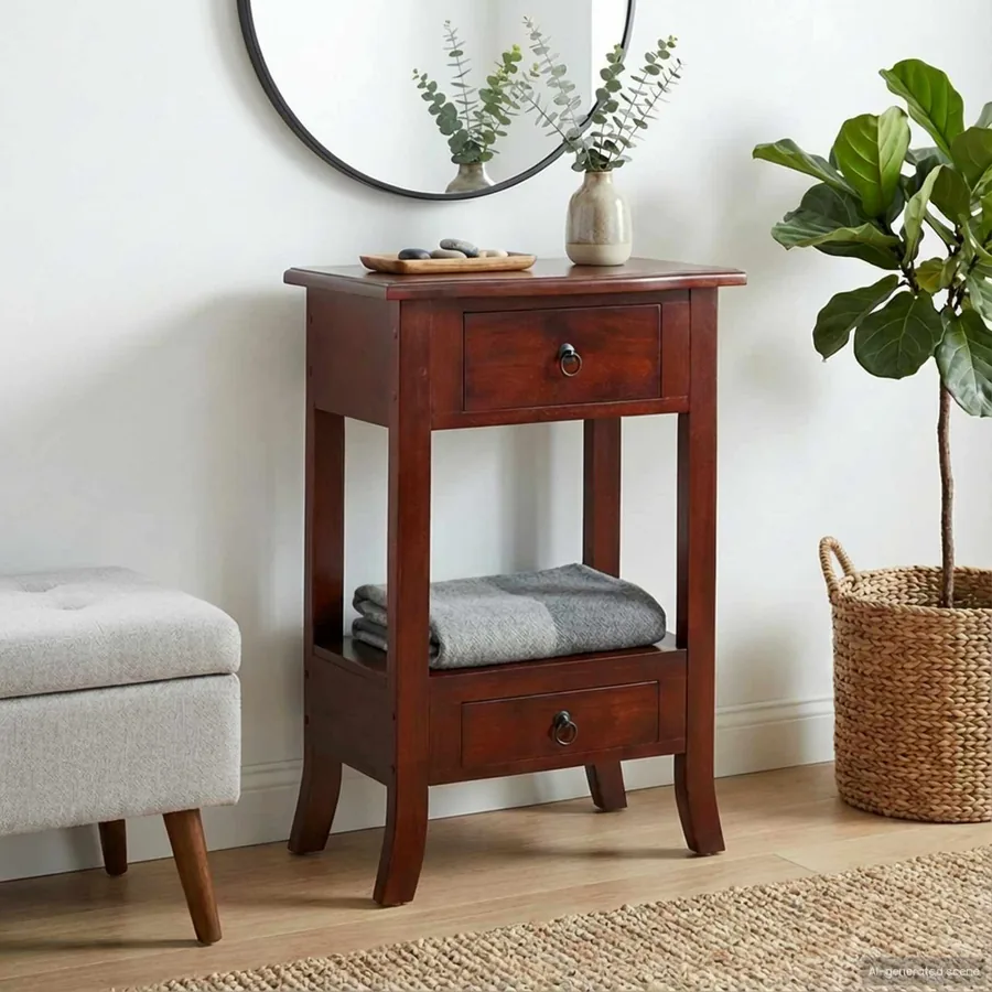 Table console Marron 50 x 29,5 x 76 cm Bois de Mahogany Massif