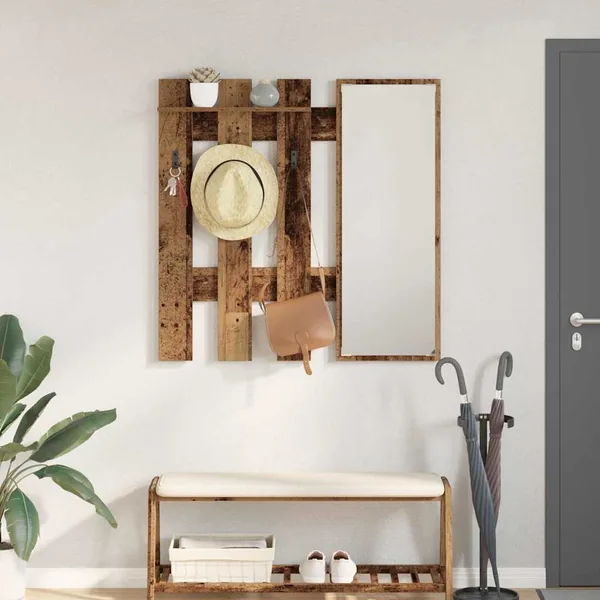 Porte-manteau mural Montage mural Bois ancien 100 x 10 x 100 cm