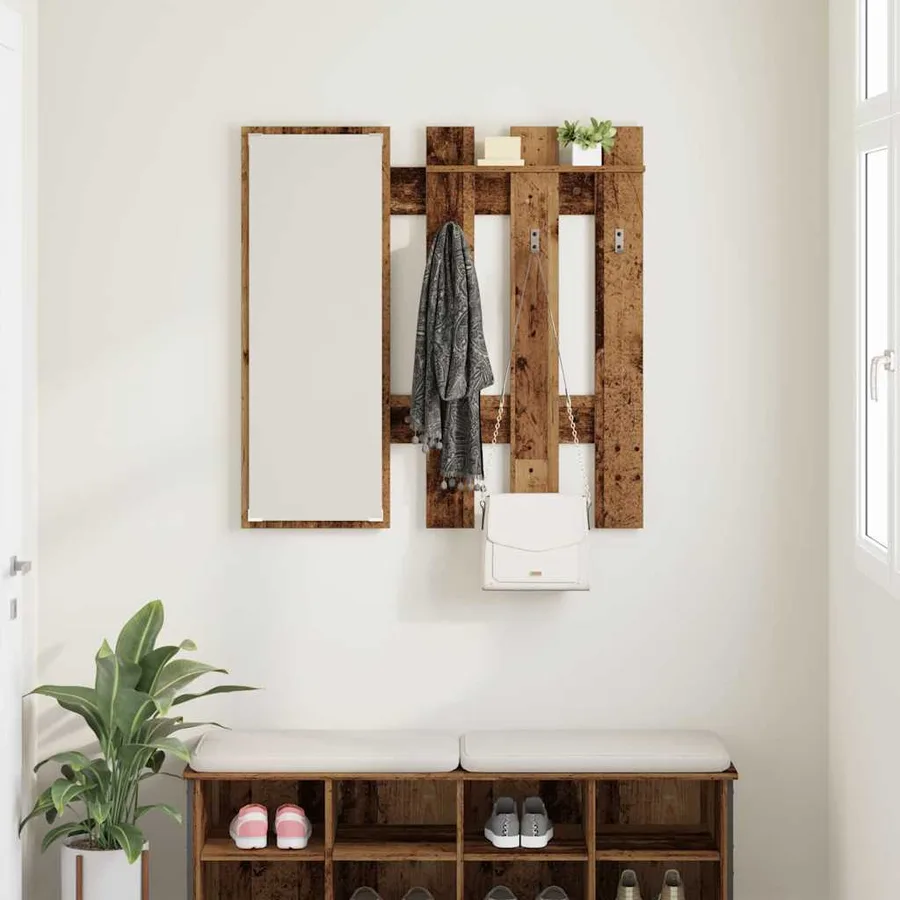 Porte-manteau mural Montage mural Bois ancien 100 x 10 x 100 cm - 4