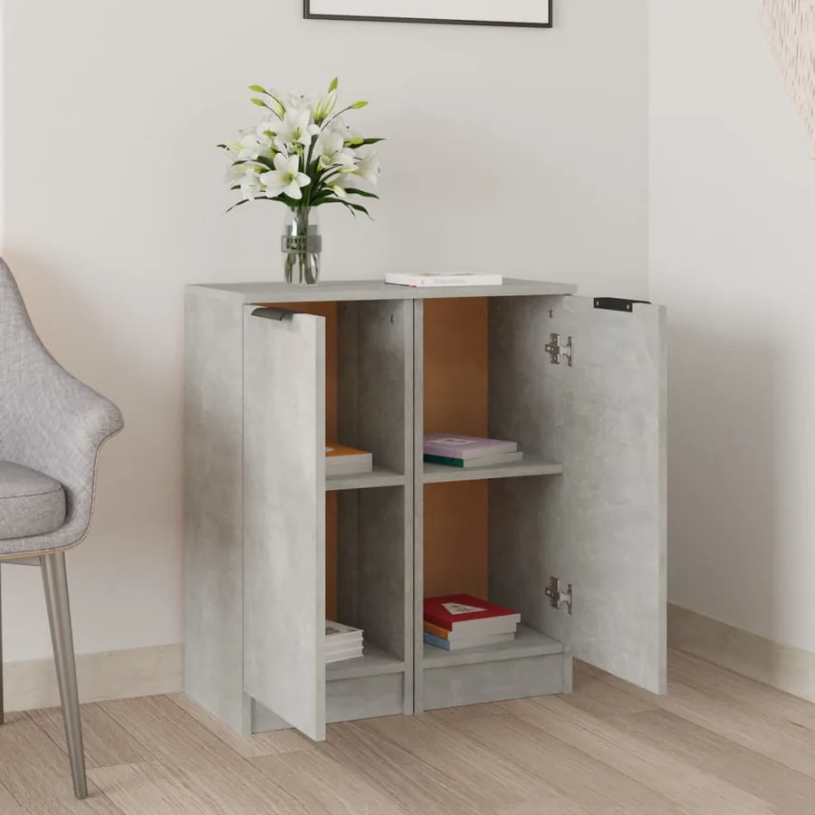 Buffets 2 pcs Gris béton 30x30x70 cm Bois d'ingénierie - 3