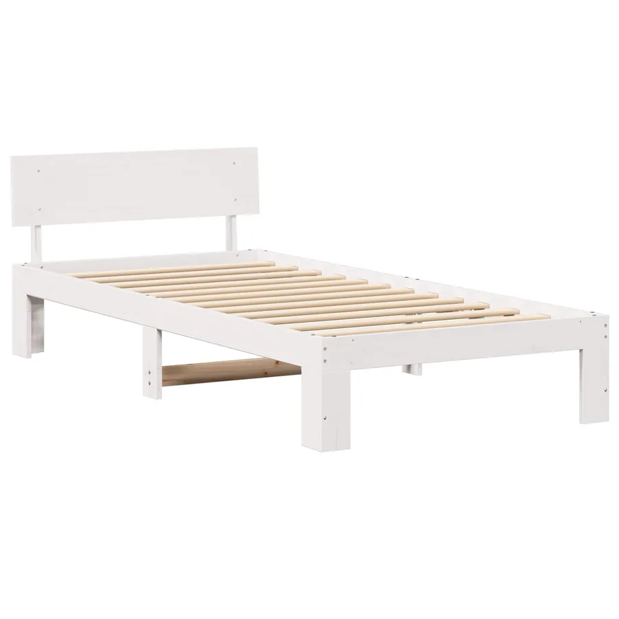 Cadre de lit avec tête de lit Blanc 90 x 200 cm Pin massif - 2