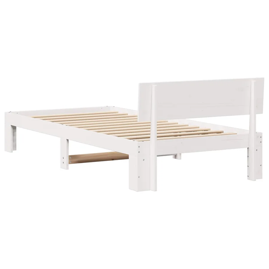 Cadre de lit avec tête de lit Blanc 90 x 200 cm Pin massif - 6