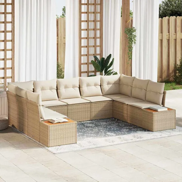 Ensemble de canapé de jardin 5 pcs Beige et crème Polyrotin