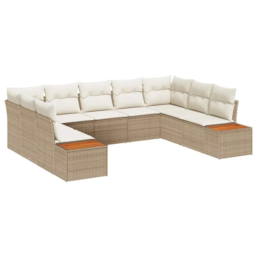 Ensemble de canapé de jardin 5 pcs Beige et crème Polyrotin - 2