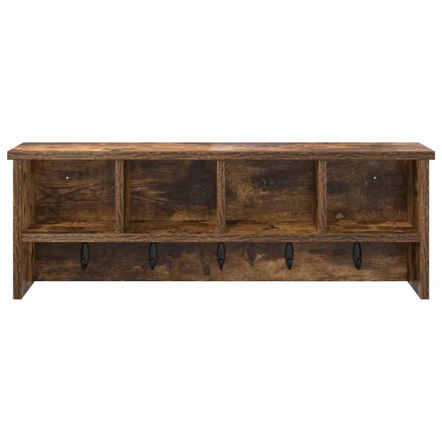 Porte-manteau mural avec étagère Chêne fumé 75 x 16 x 26 cm - 5