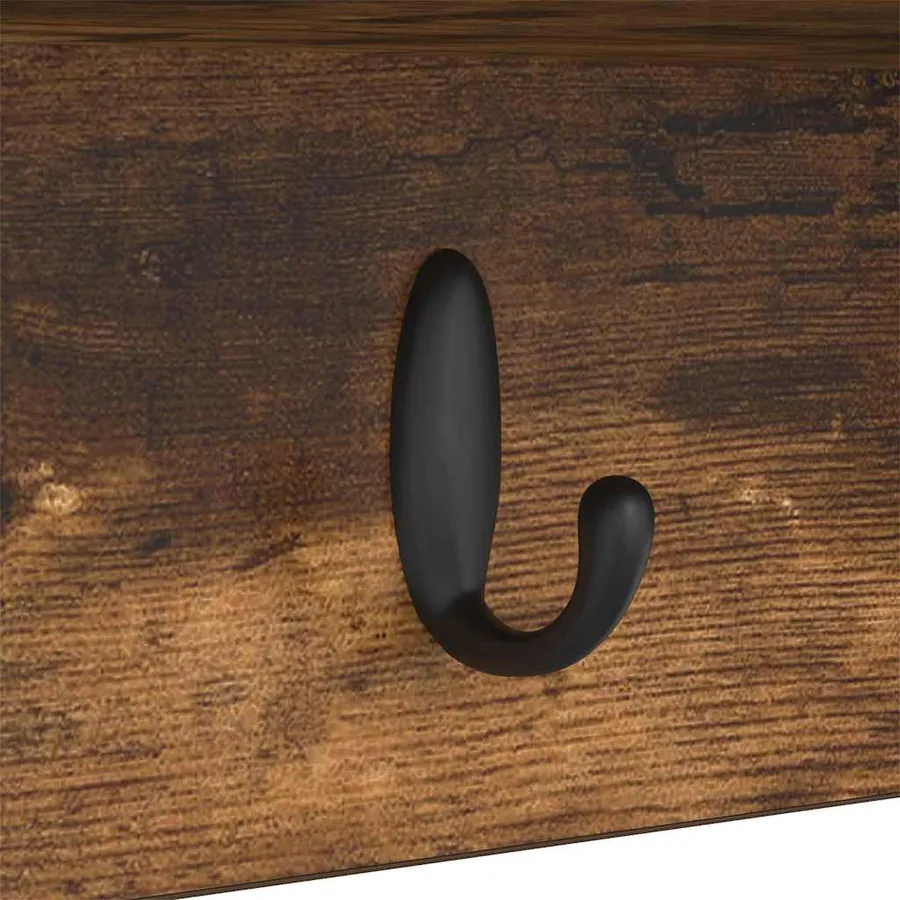 Porte-manteau mural avec étagère Chêne fumé 75 x 16 x 26 cm - 9