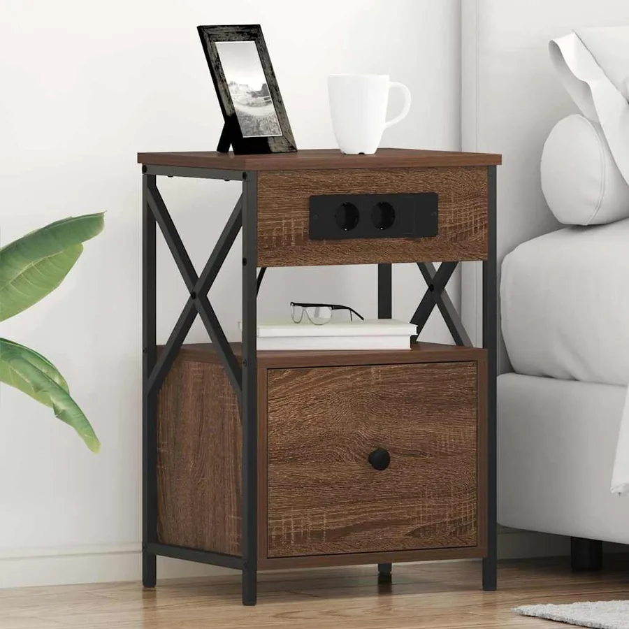 Cabinet de chevet avec tiroir 2 pcs Chêne brun 40 x 31 x 60 cm