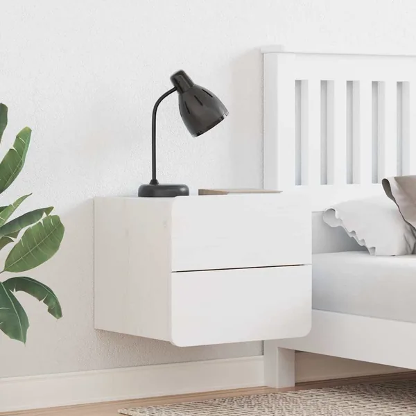 Table de chevet 2 pcs Blanc 39 x 34 x 33 cm Bois de pin massif