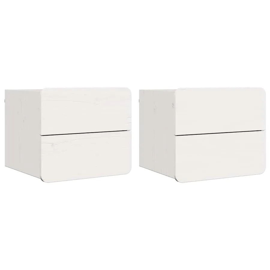 Table de chevet 2 pcs Blanc 39 x 34 x 33 cm Bois de pin massif - 2