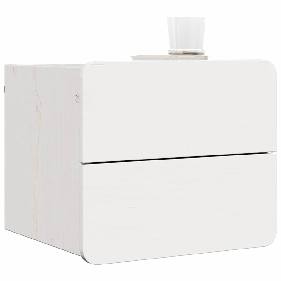 Table de chevet 2 pcs Blanc 39 x 34 x 33 cm Bois de pin massif - 3