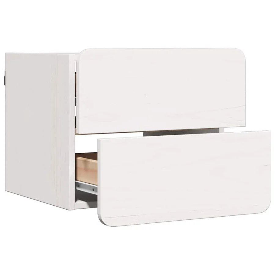 Table de chevet 2 pcs Blanc 39 x 34 x 33 cm Bois de pin massif - 6